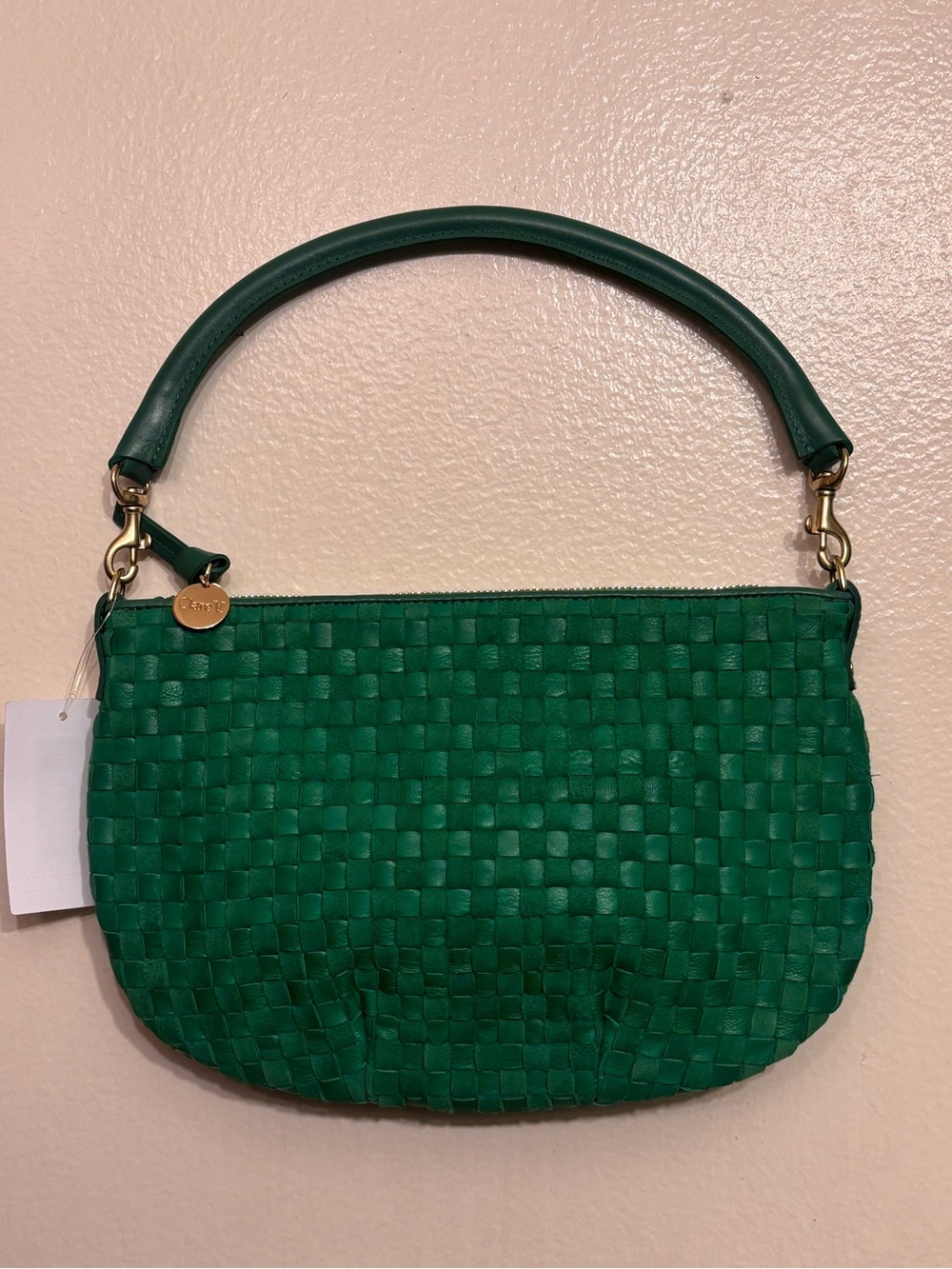 NWT CLARE V. Petit Moyen in Grass Woven Checkered